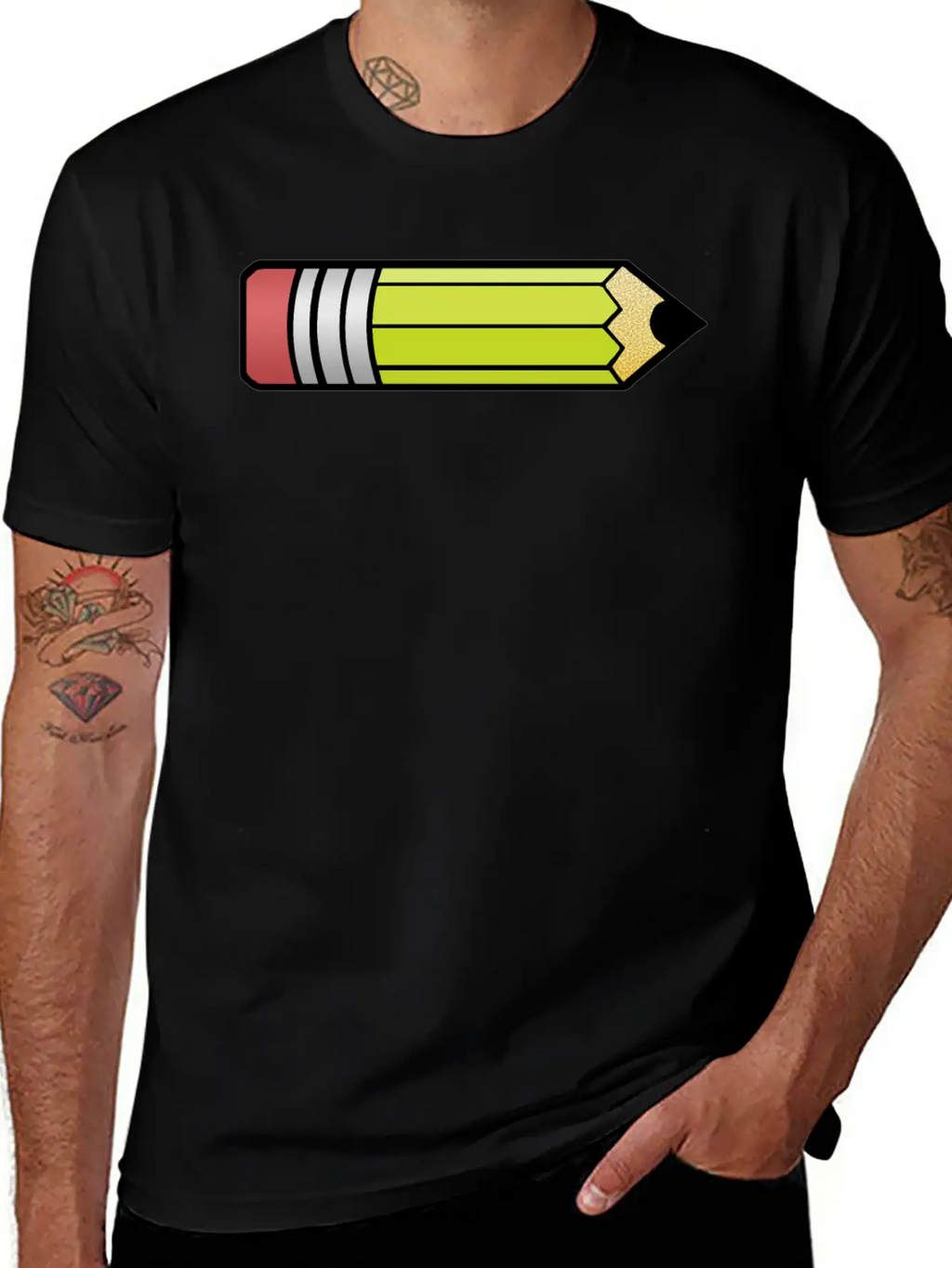 Simple Pencil Colorized Breathable Graphic T-Shirt – Perfect For Casual Days