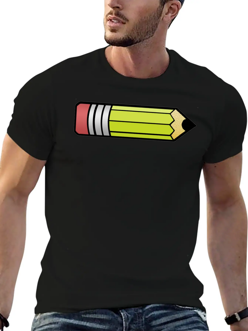 Simple Pencil Colorized Breathable Graphic T-Shirt – Perfect For Casual Days