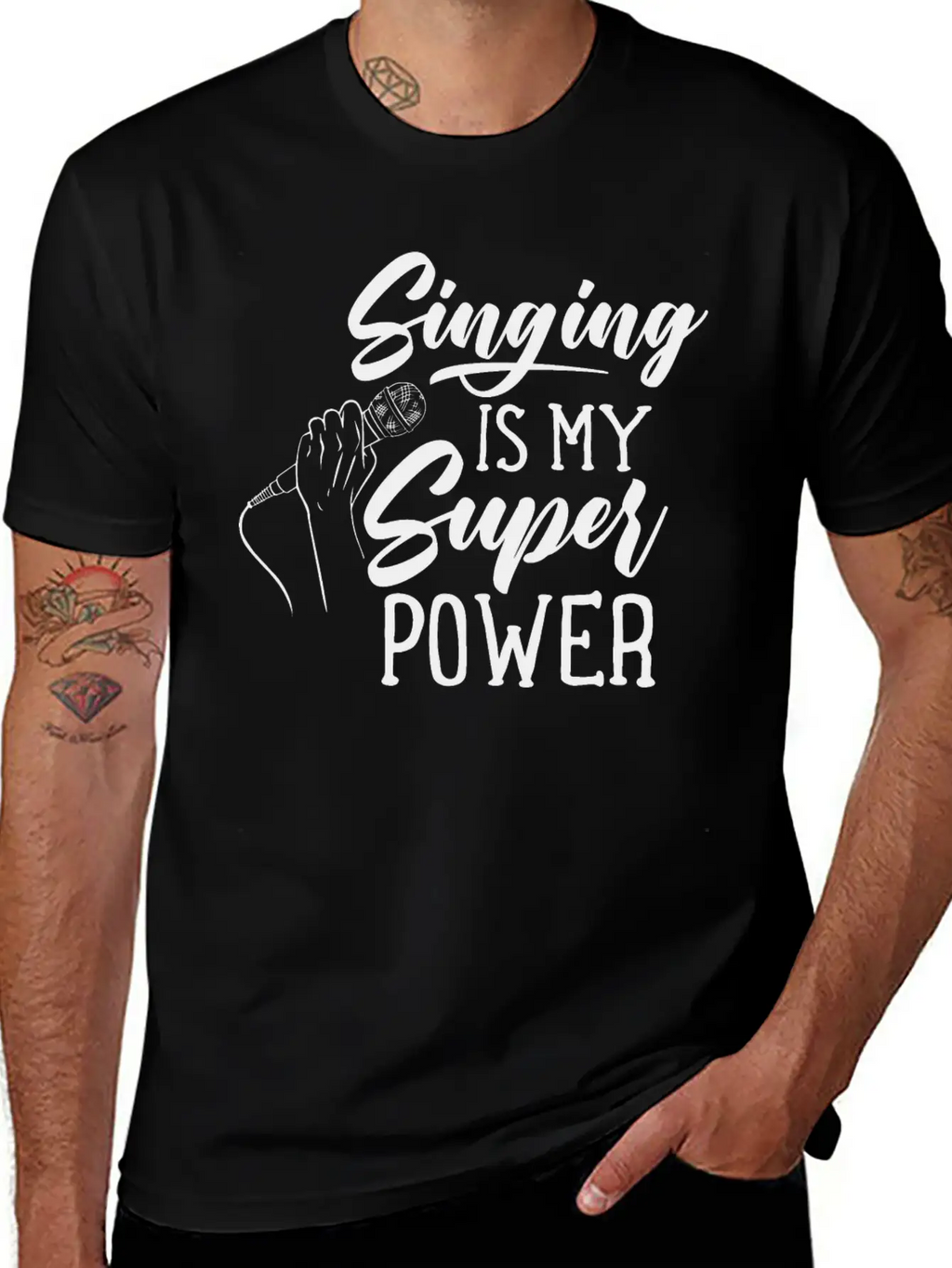 Singing Is My Superpower Sing Song Singer Singers Basic Graphic T-Shirt – Daily Comfort In Soft Cotton