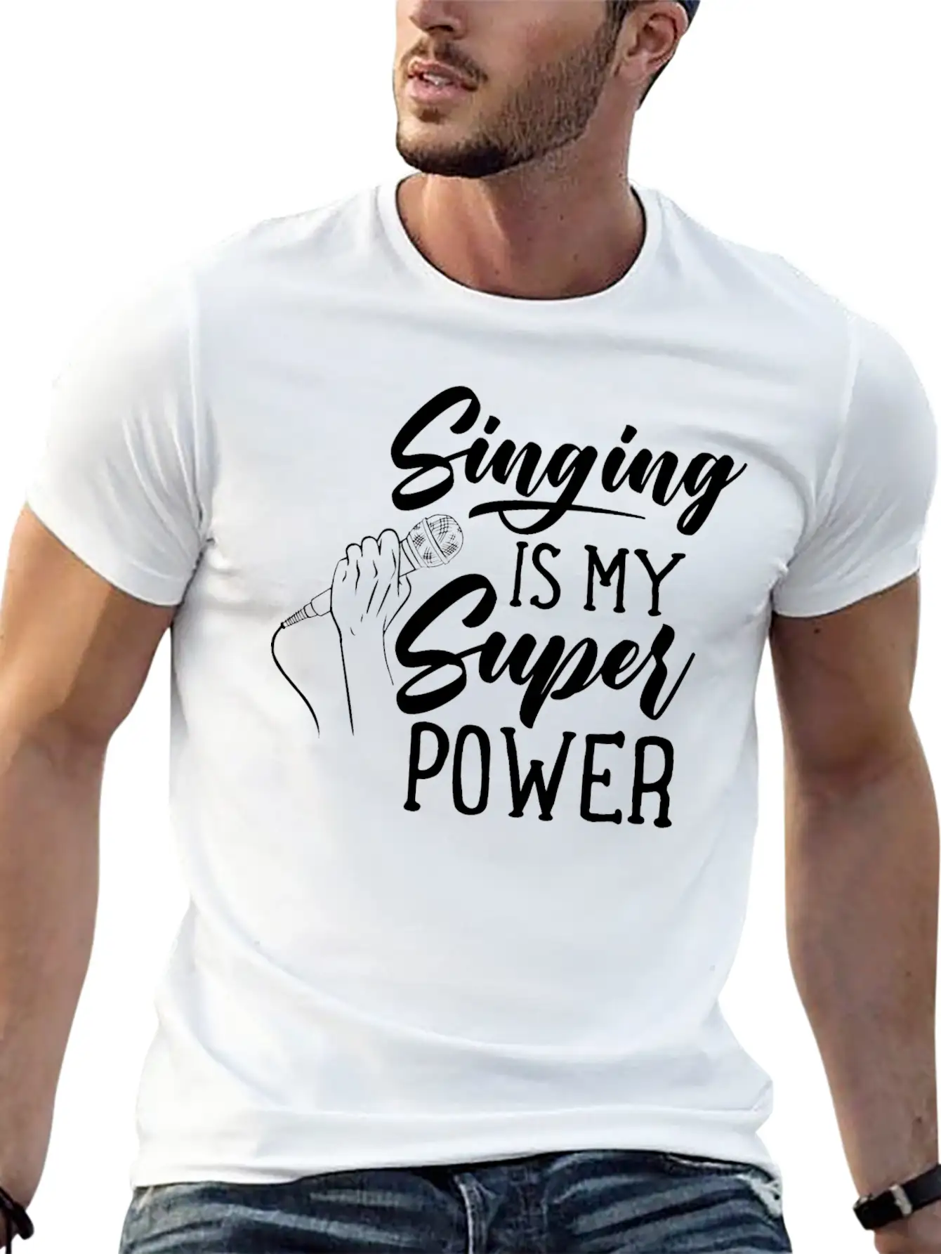 Singing Is My Superpower Sing Song Singer Singers Basic Graphic T-Shirt – Daily Comfort In Soft Cotton