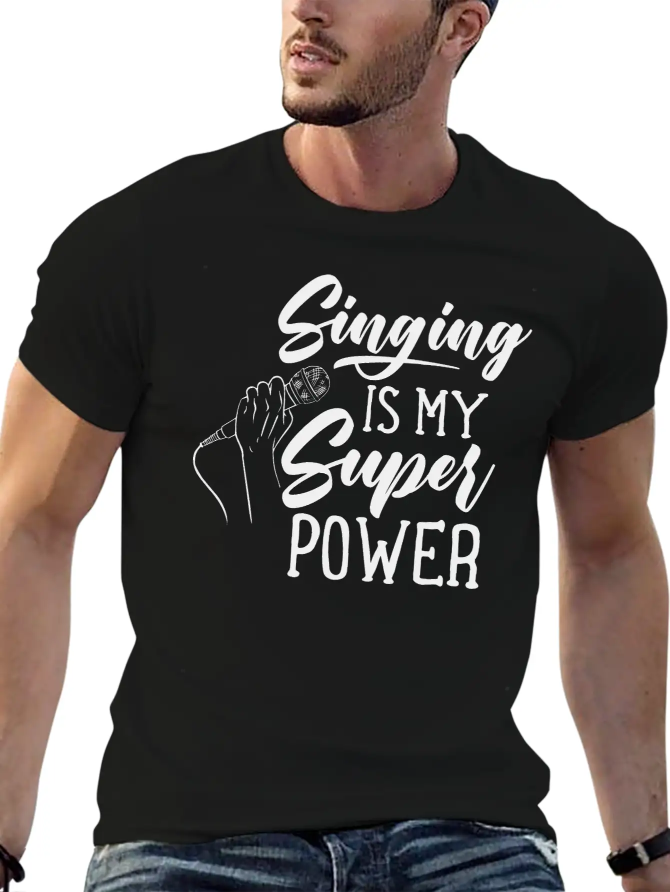 Singing Is My Superpower Sing Song Singer Singers Basic Graphic T-Shirt – Daily Comfort In Soft Cotton