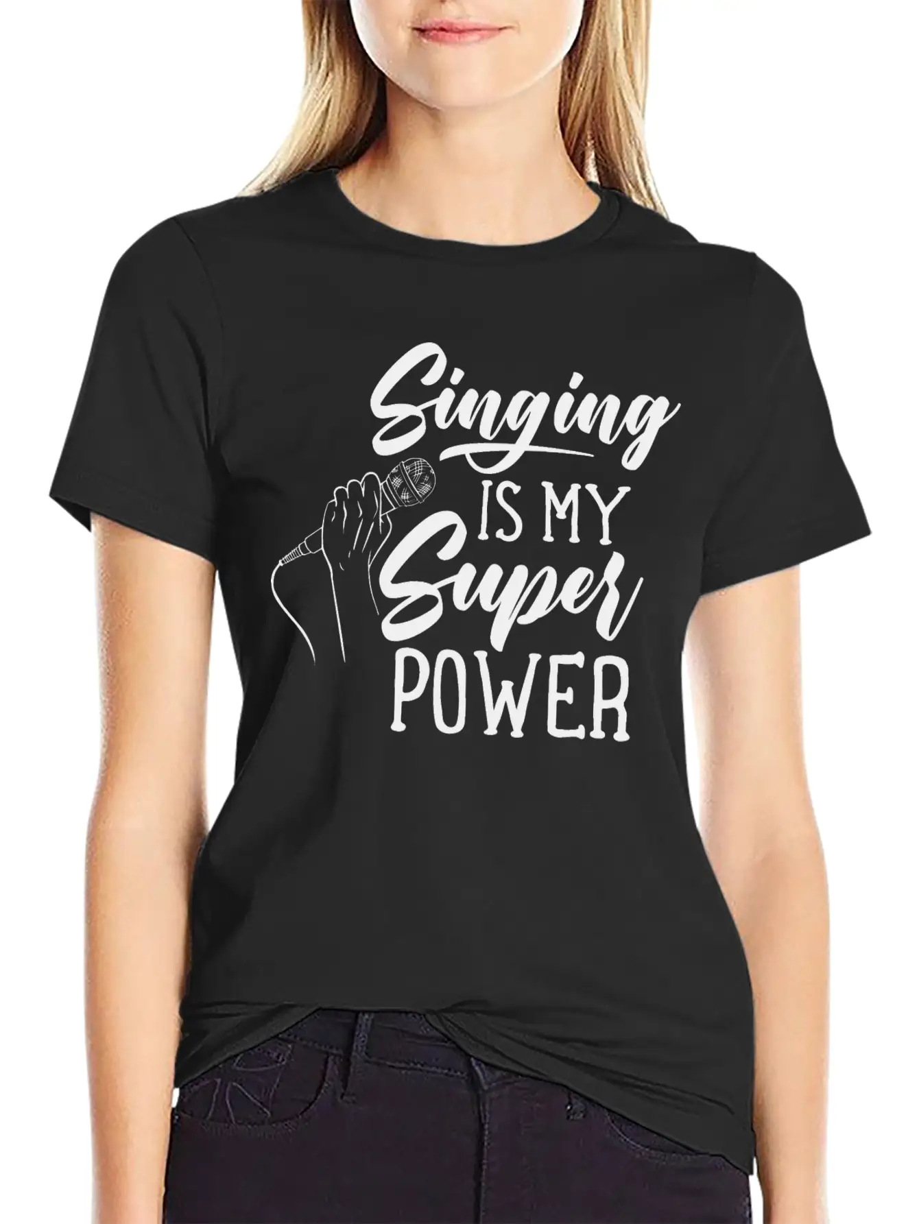 Singing Is My Superpower Sing Song Singer Singers Basic Graphic T-Shirt – Daily Comfort In Soft Cotton