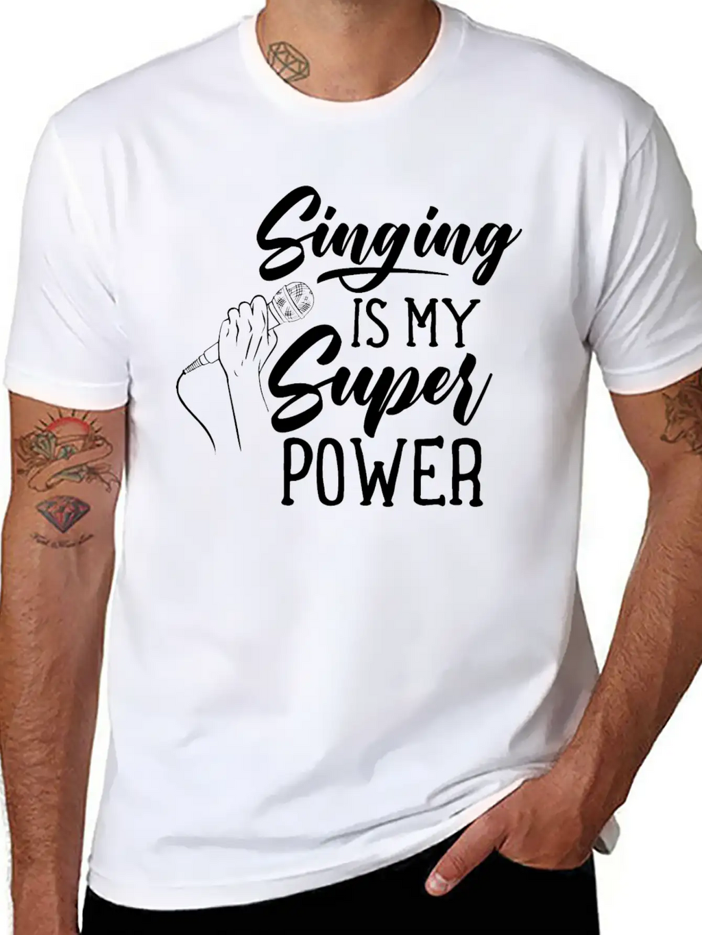 Singing Is My Superpower Sing Song Singer Singers Basic Graphic T-Shirt – Daily Comfort In Soft Cotton