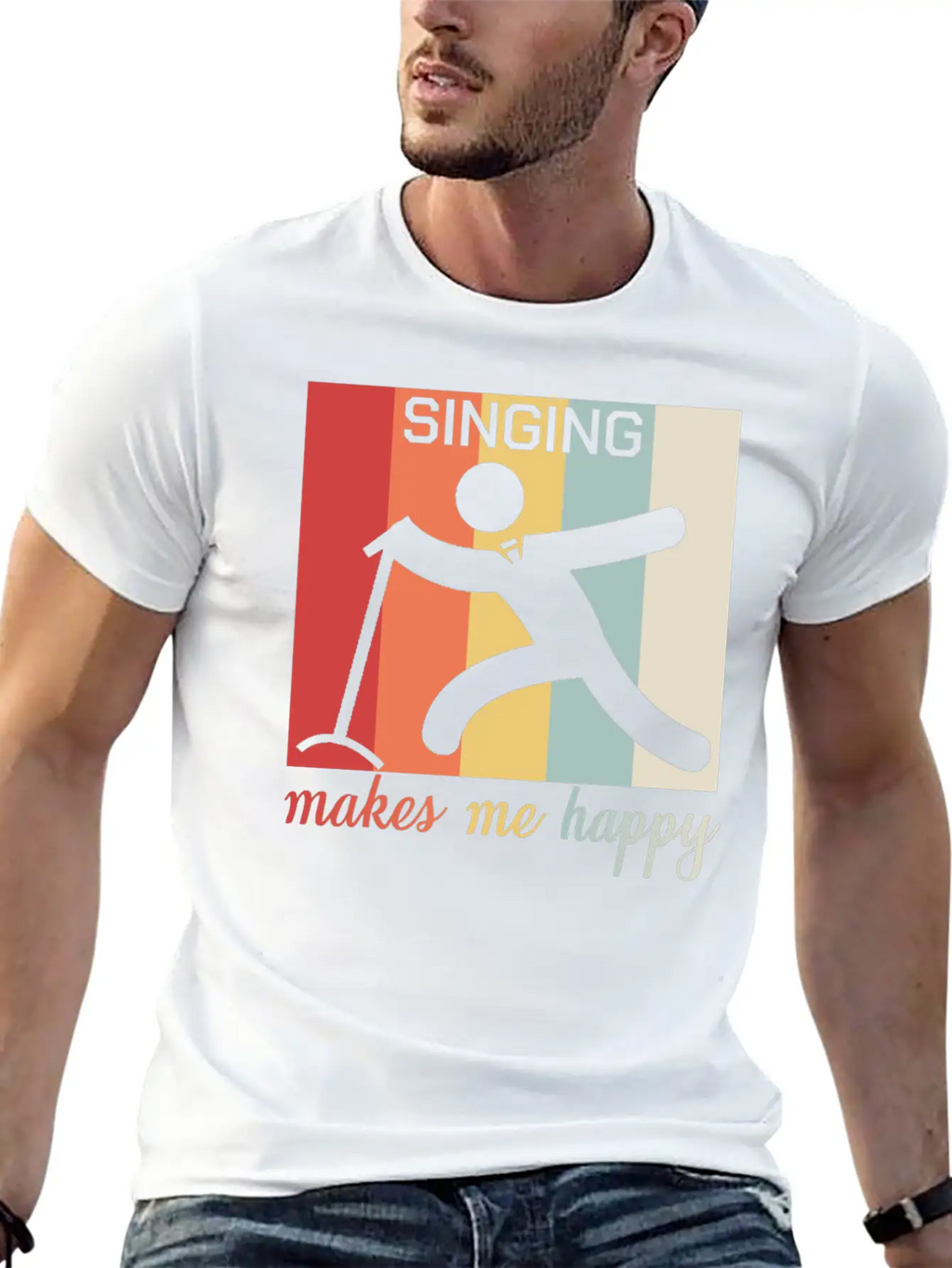 Singing Makes Me Happy Funny Gift Breathable Graphic T-Shirt – Perfect For Casual Days