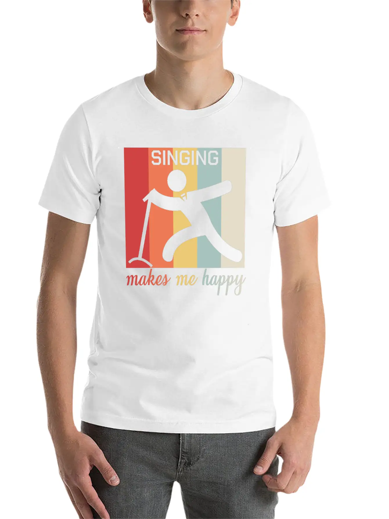 Singing Makes Me Happy Funny Gift Breathable Graphic T-Shirt – Perfect For Casual Days
