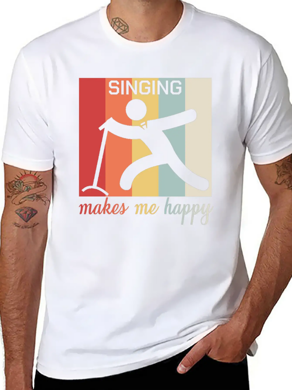 Singing Makes Me Happy Funny Gift Breathable Graphic T-Shirt – Perfect For Casual Days