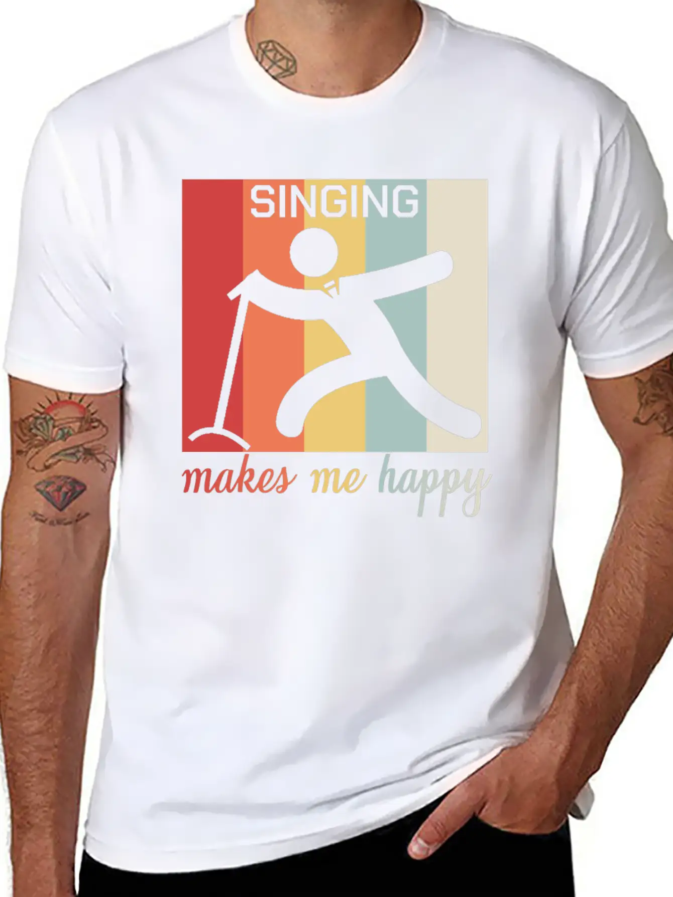 Singing Makes Me Happy Funny Gift Breathable Graphic T-Shirt – Perfect For Casual Days
