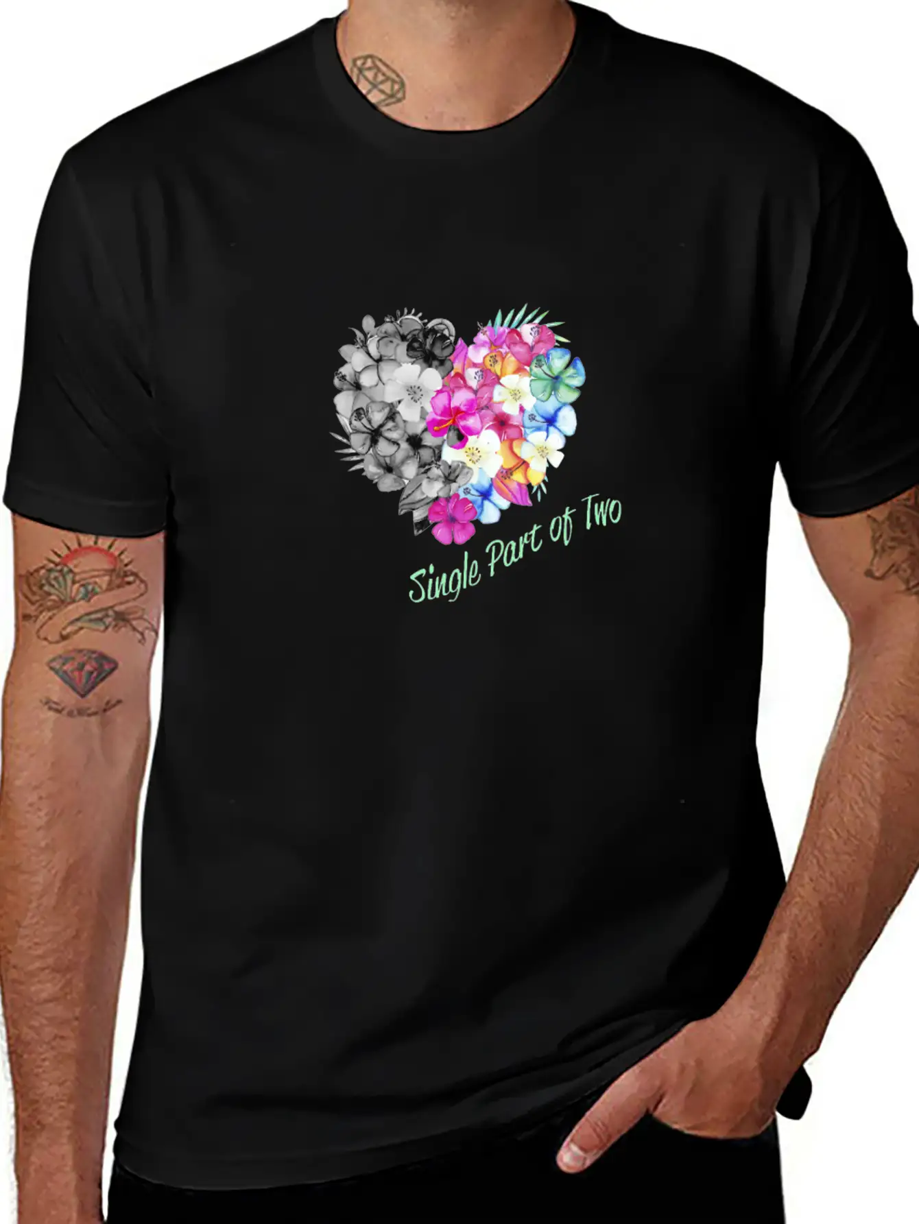 Single Part Of Two Love Flowers Basic Graphic T-Shirt – Daily Comfort In Soft Cotton