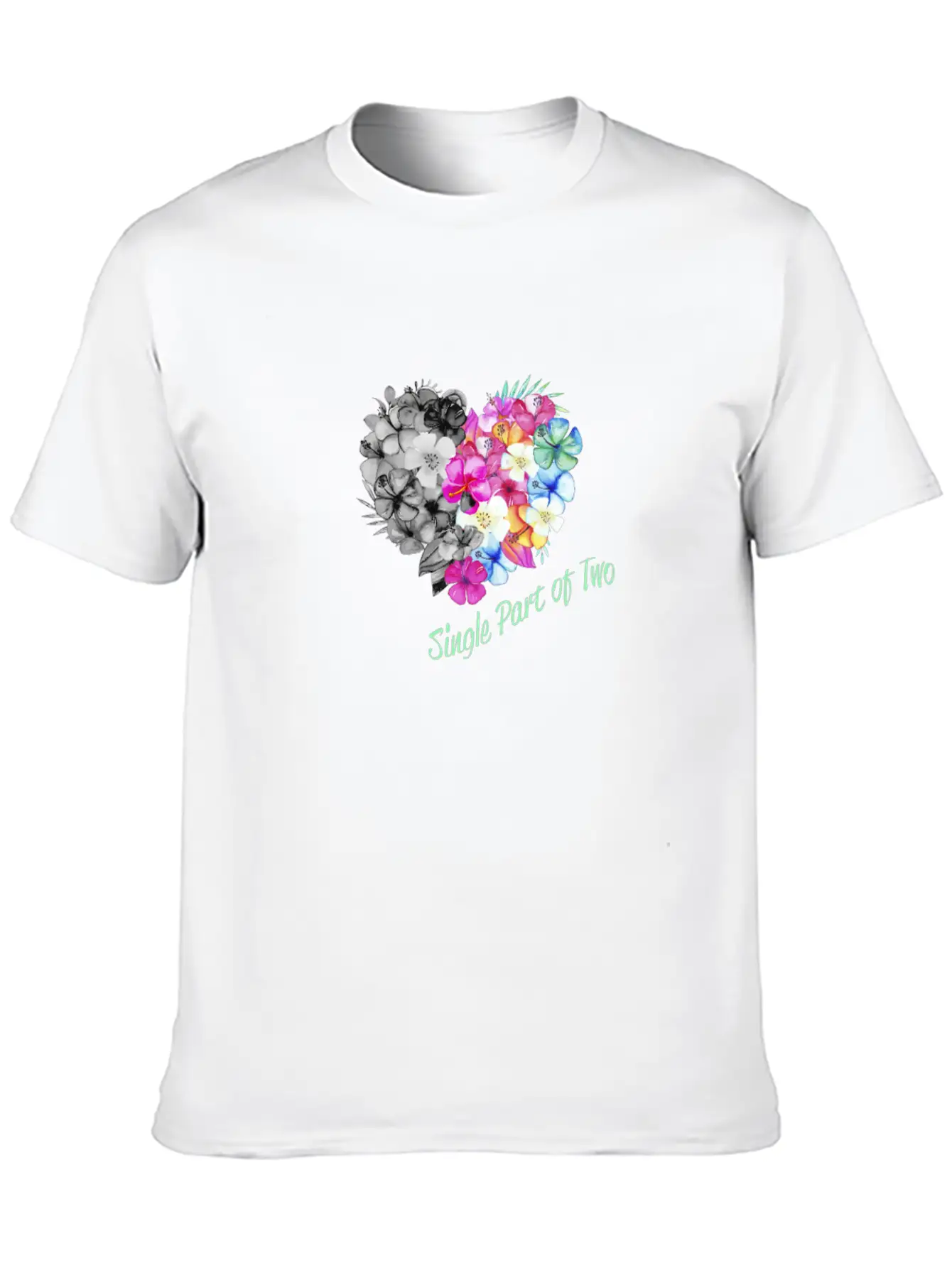 Single Part Of Two Love Flowers Basic Graphic T-Shirt – Daily Comfort In Soft Cotton