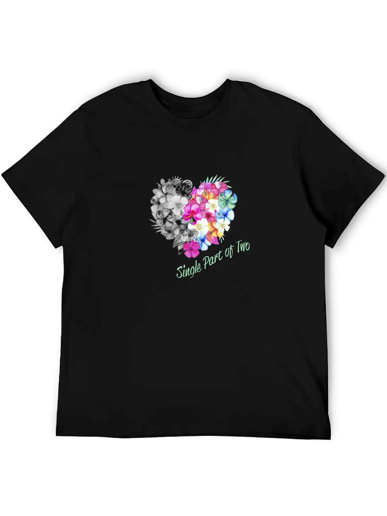 Single Part Of Two Love Flowers Basic Graphic T-Shirt – Daily Comfort In Soft Cotton