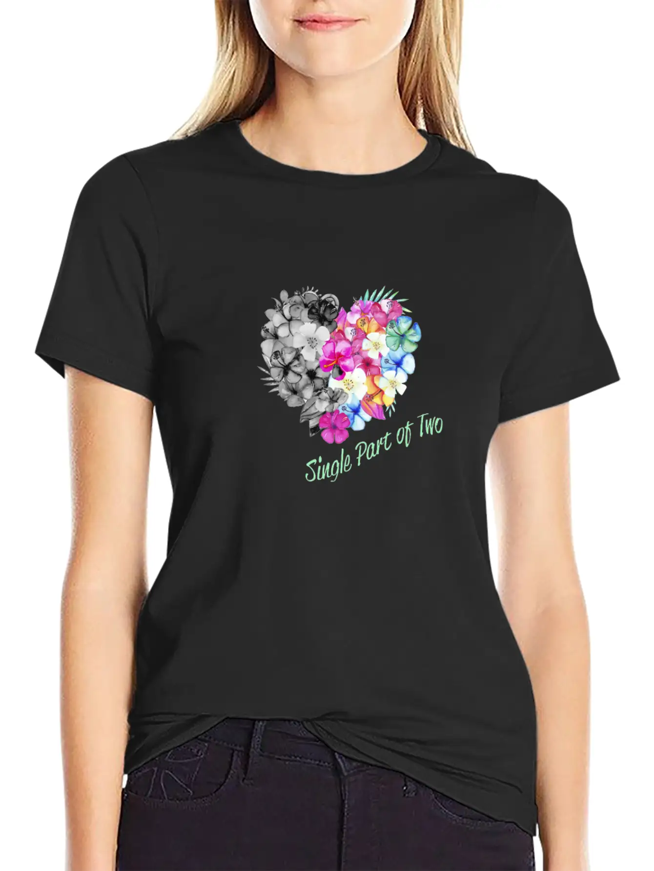Single Part Of Two Love Flowers Basic Graphic T-Shirt – Daily Comfort In Soft Cotton