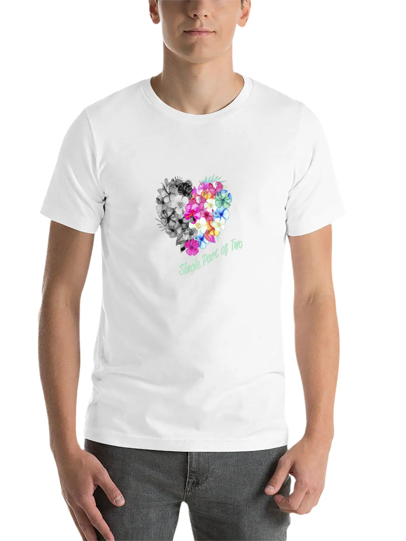 Single Part Of Two Love Flowers Basic Graphic T-Shirt – Daily Comfort In Soft Cotton