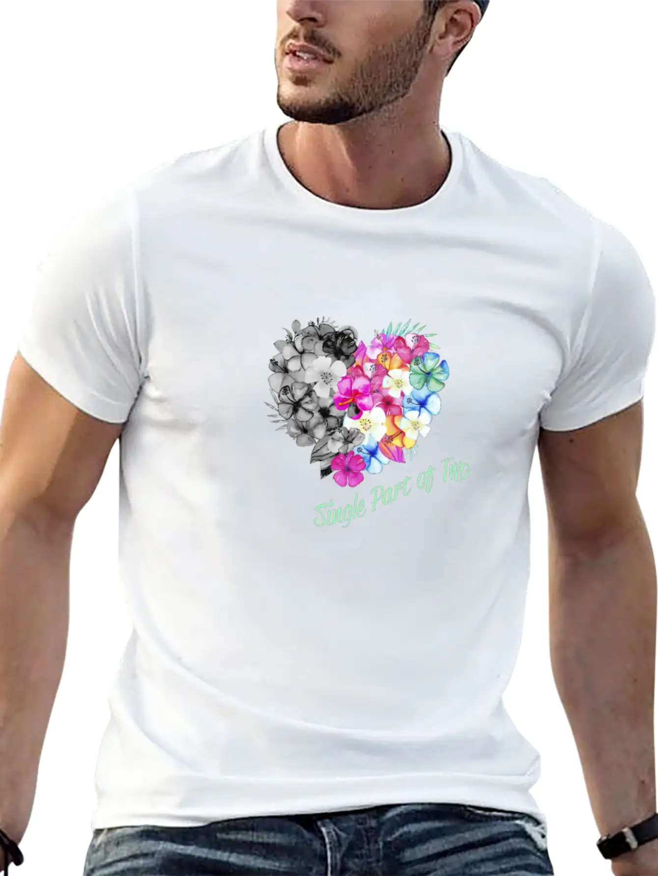 Single Part Of Two Love Flowers Basic Graphic T-Shirt – Daily Comfort In Soft Cotton
