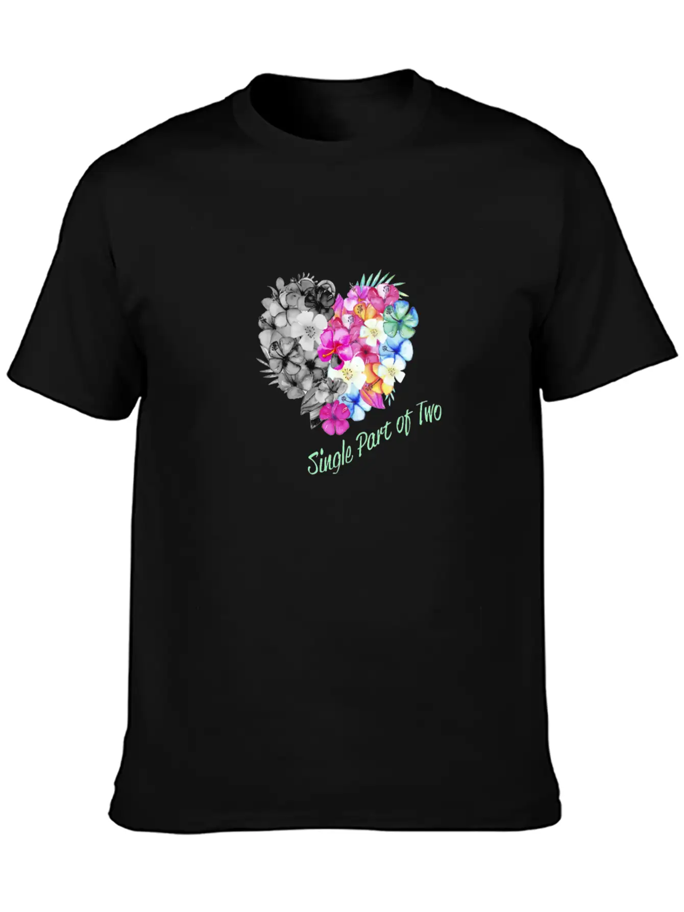 Single Part Of Two Love Flowers Basic Graphic T-Shirt – Daily Comfort In Soft Cotton