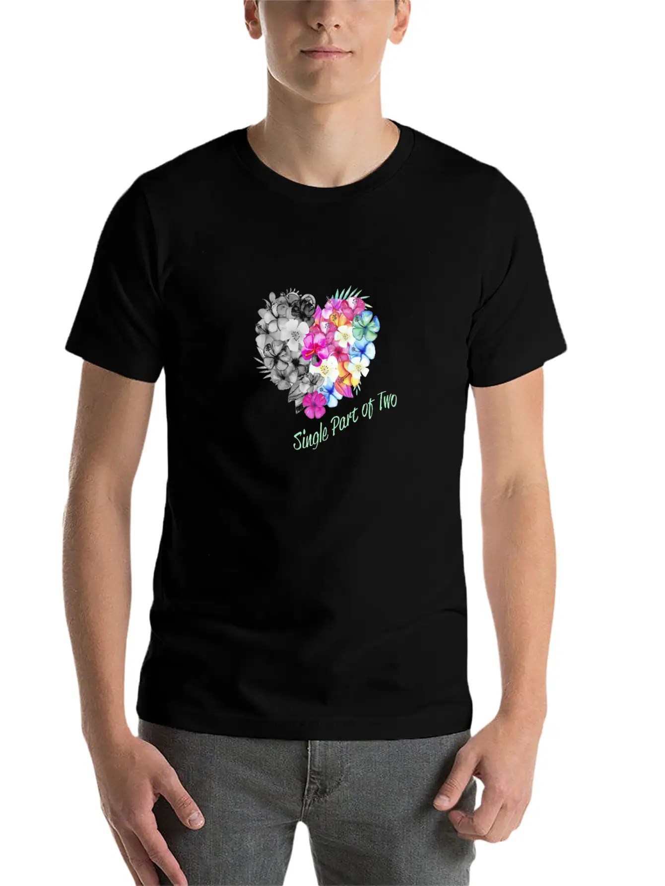 Single Part Of Two Love Flowers Basic Graphic T-Shirt – Daily Comfort In Soft Cotton