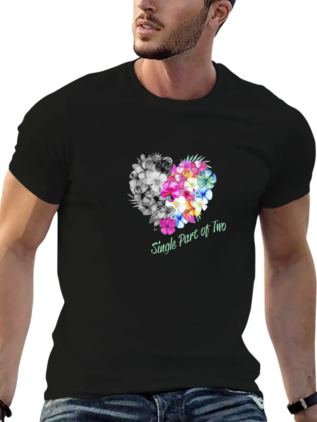 Single Part Of Two Love Flowers Basic Graphic T-Shirt – Daily Comfort In Soft Cotton