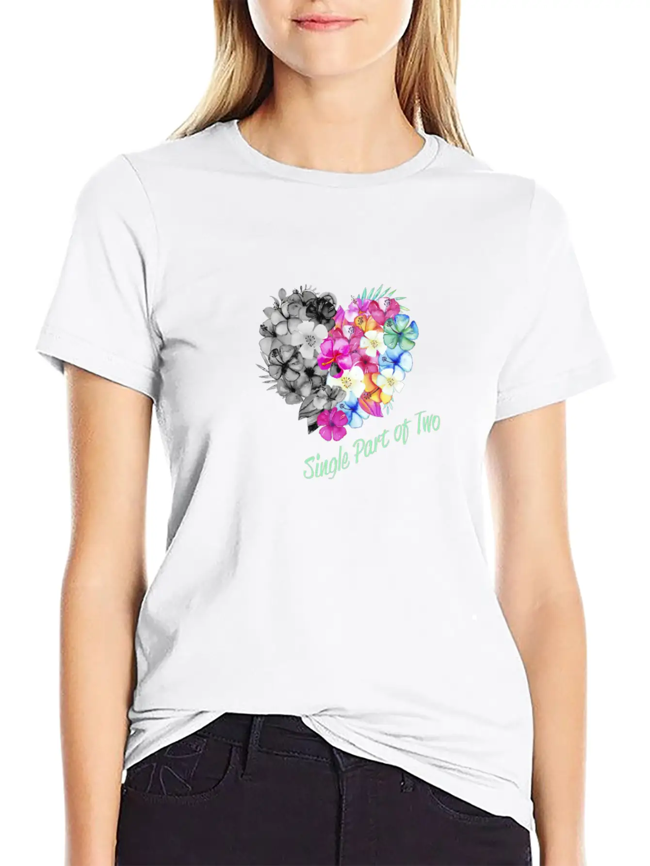 Single Part Of Two Love Flowers Basic Graphic T-Shirt – Daily Comfort In Soft Cotton