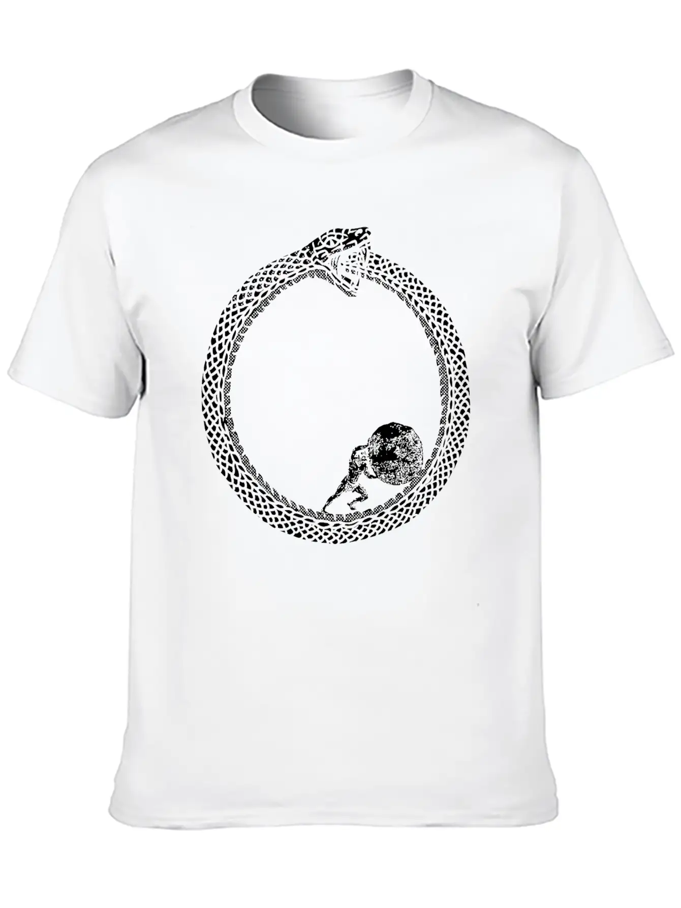 Sisyphus In An Ouroboros Snake Unisex Philosophy Classic Cotton Tee – Unisex Comfort For Any Season