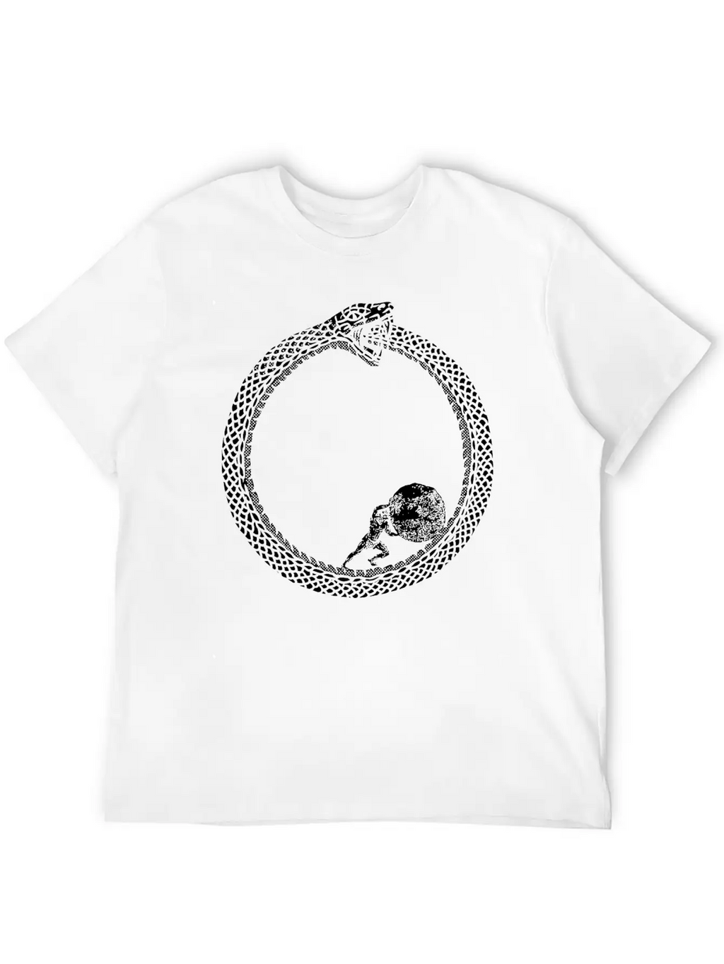 Sisyphus In An Ouroboros Snake Unisex Philosophy Classic Cotton Tee – Unisex Comfort For Any Season