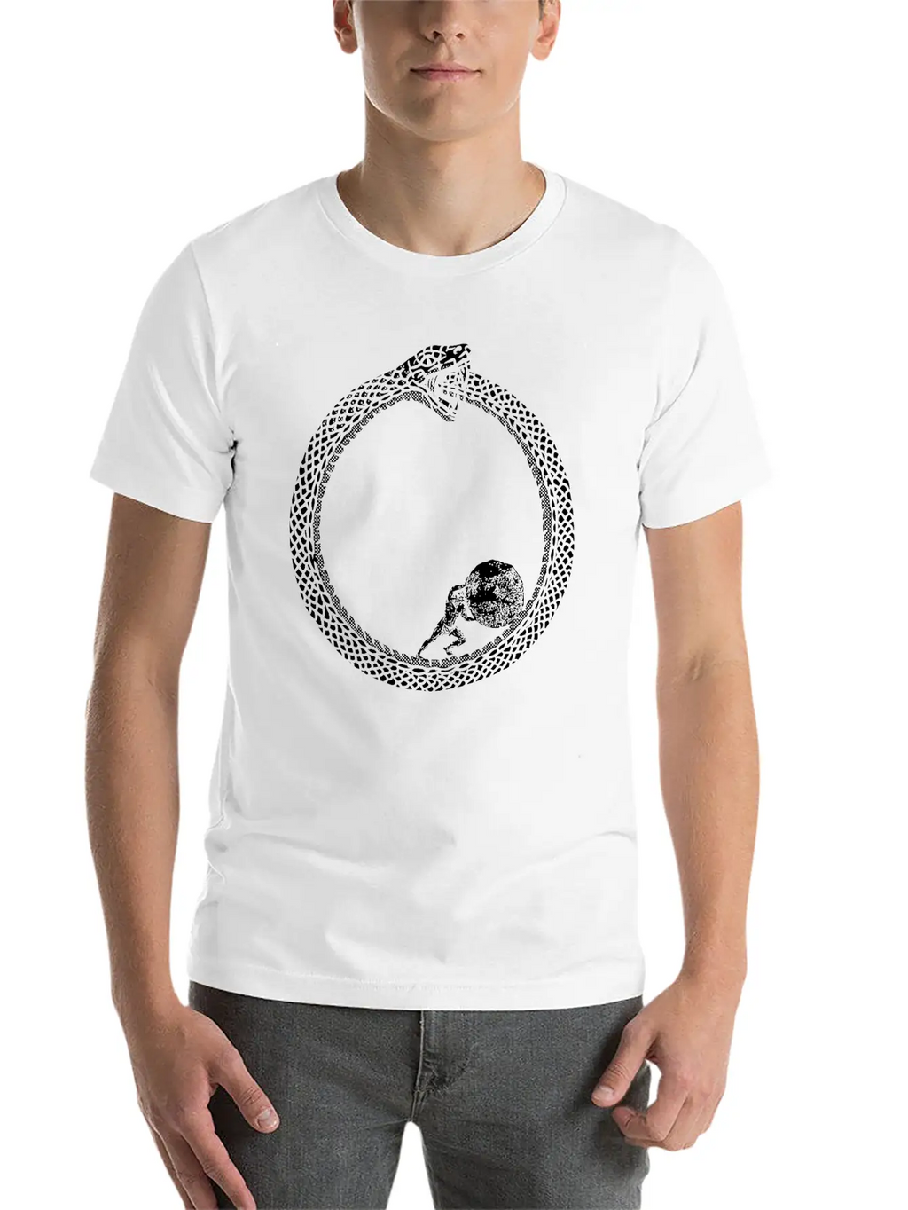 Sisyphus In An Ouroboros Snake Unisex Philosophy Classic Cotton Tee – Unisex Comfort For Any Season