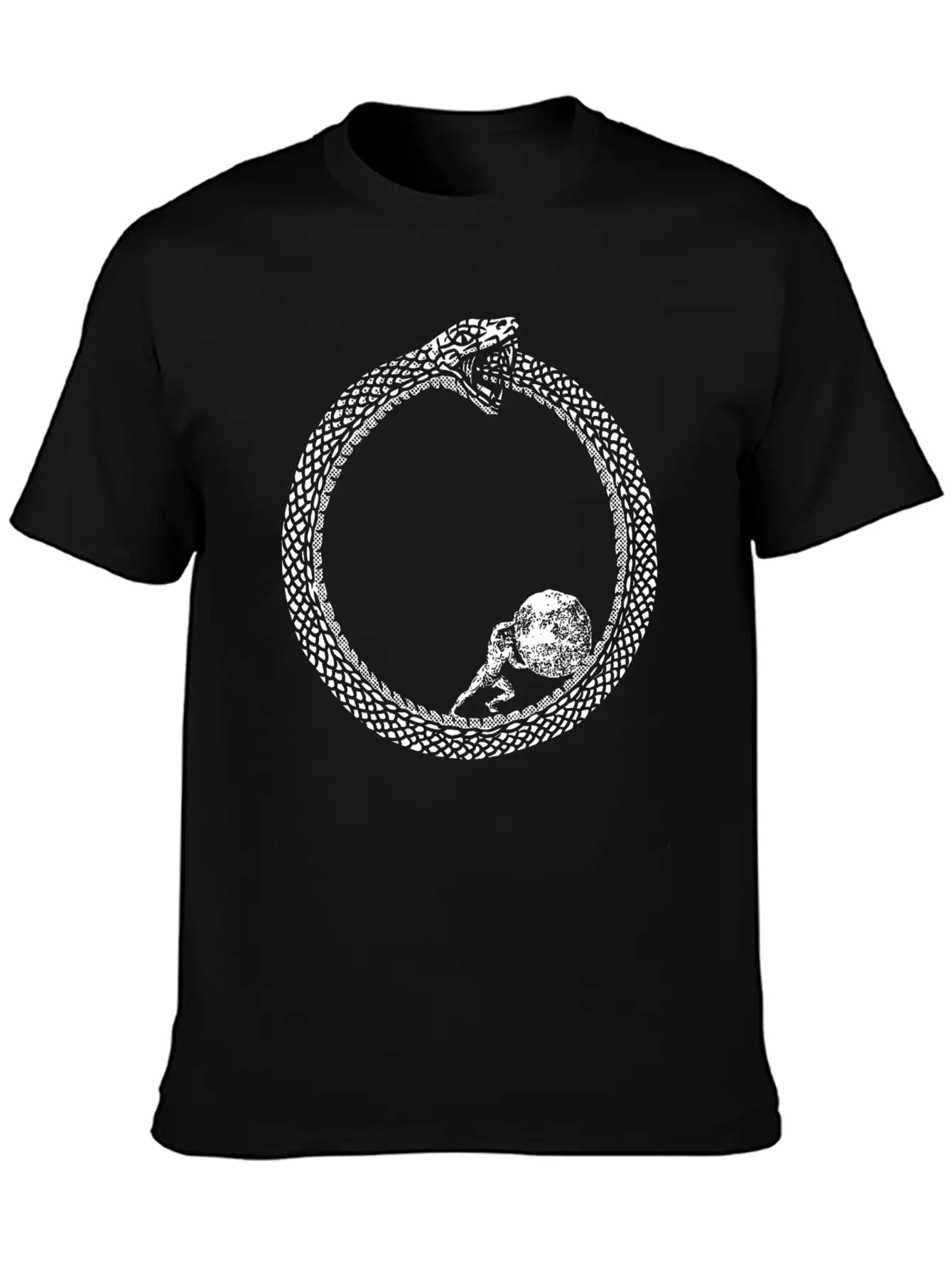 Sisyphus In An Ouroboros Snake Unisex Philosophy Classic Cotton Tee – Unisex Comfort For Any Season