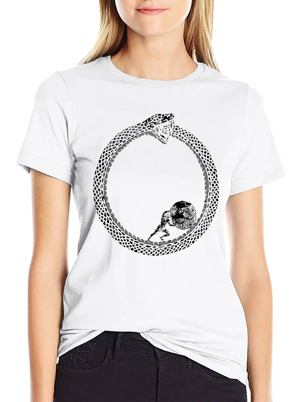 Sisyphus In An Ouroboros Snake Unisex Philosophy Classic Cotton Tee – Unisex Comfort For Any Season