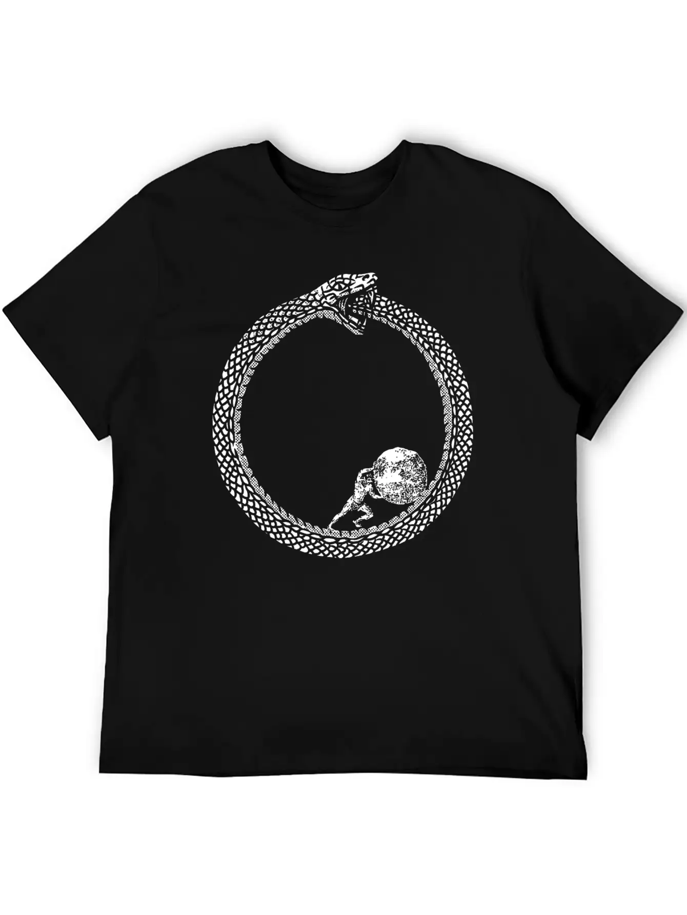 Sisyphus In An Ouroboros Snake Unisex Philosophy Classic Cotton Tee – Unisex Comfort For Any Season