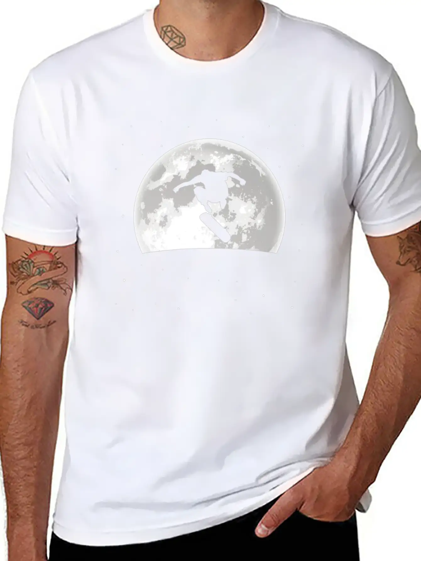 Skateboard Skater Moon Basic Graphic T-Shirt – Daily Comfort In Soft Cotton