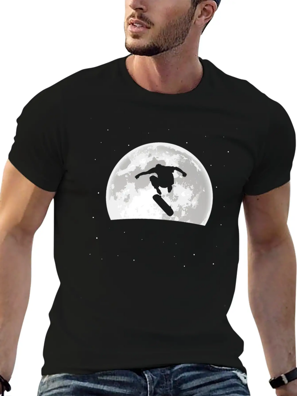 Skateboard Skater Moon Basic Graphic T-Shirt – Daily Comfort In Soft Cotton
