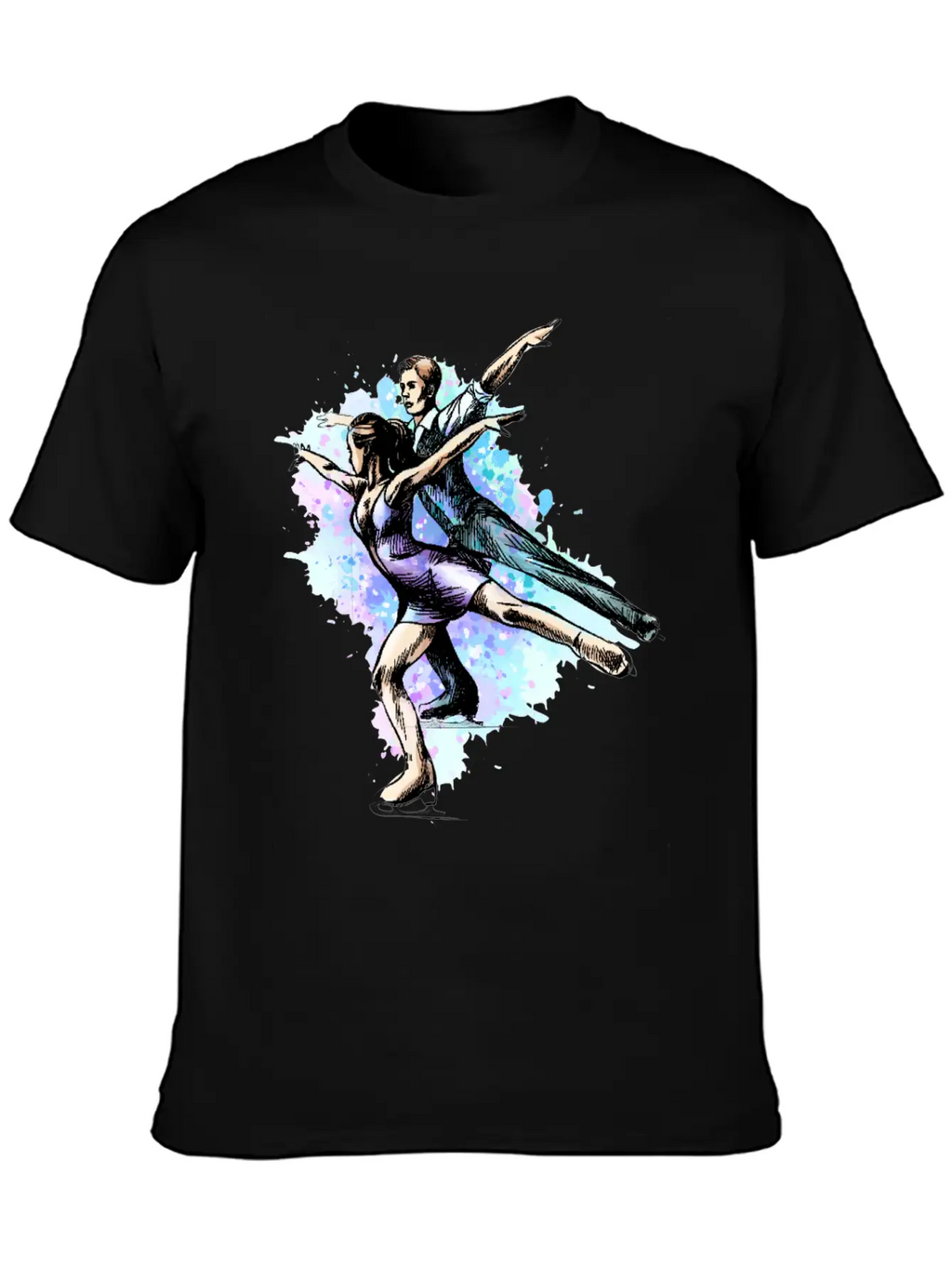 Skating Young Couple Skaters Abstract Winter Sport Modern Fit Casual T-Shirt – Clean And Versatile Design