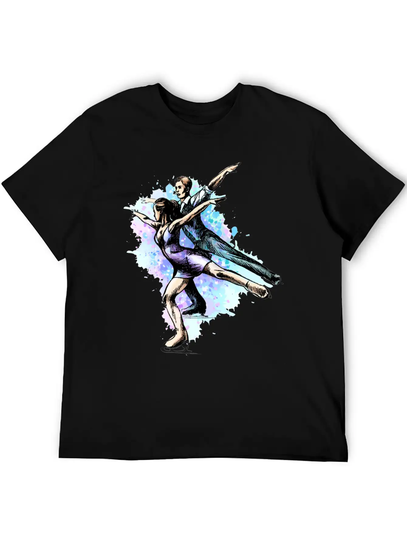 Skating Young Couple Skaters Abstract Winter Sport Modern Fit Casual T-Shirt – Clean And Versatile Design