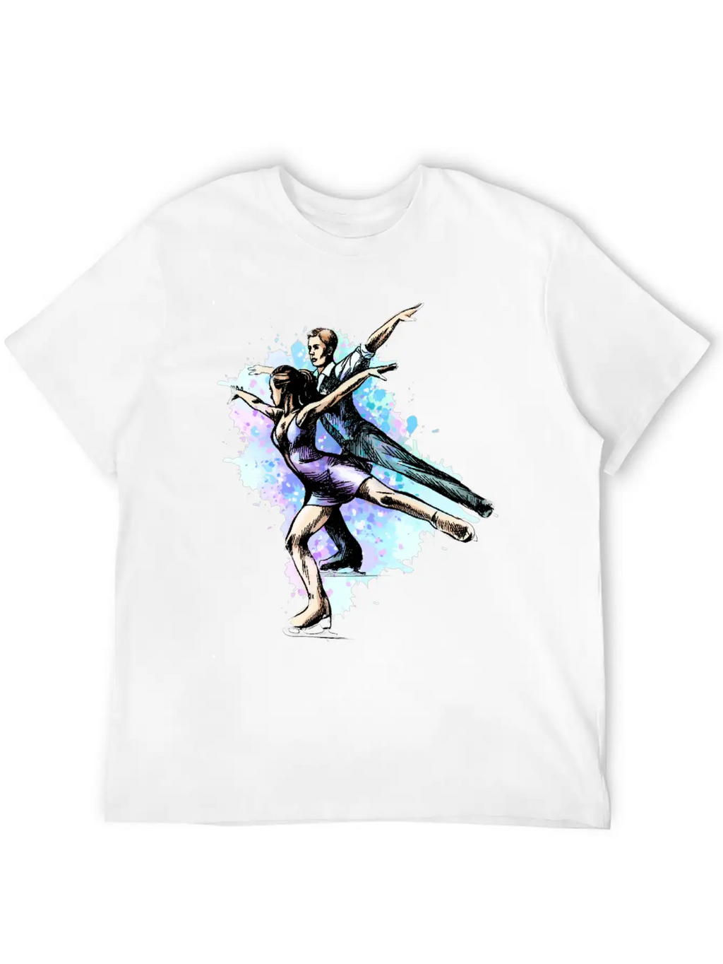 Skating Young Couple Skaters Abstract Winter Sport Modern Fit Casual T-Shirt – Clean And Versatile Design