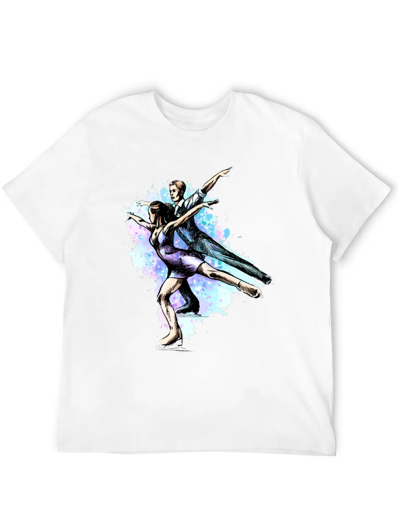 Skating Young Couple Skaters Abstract Winter Sport Modern Fit Casual T-Shirt – Clean And Versatile Design
