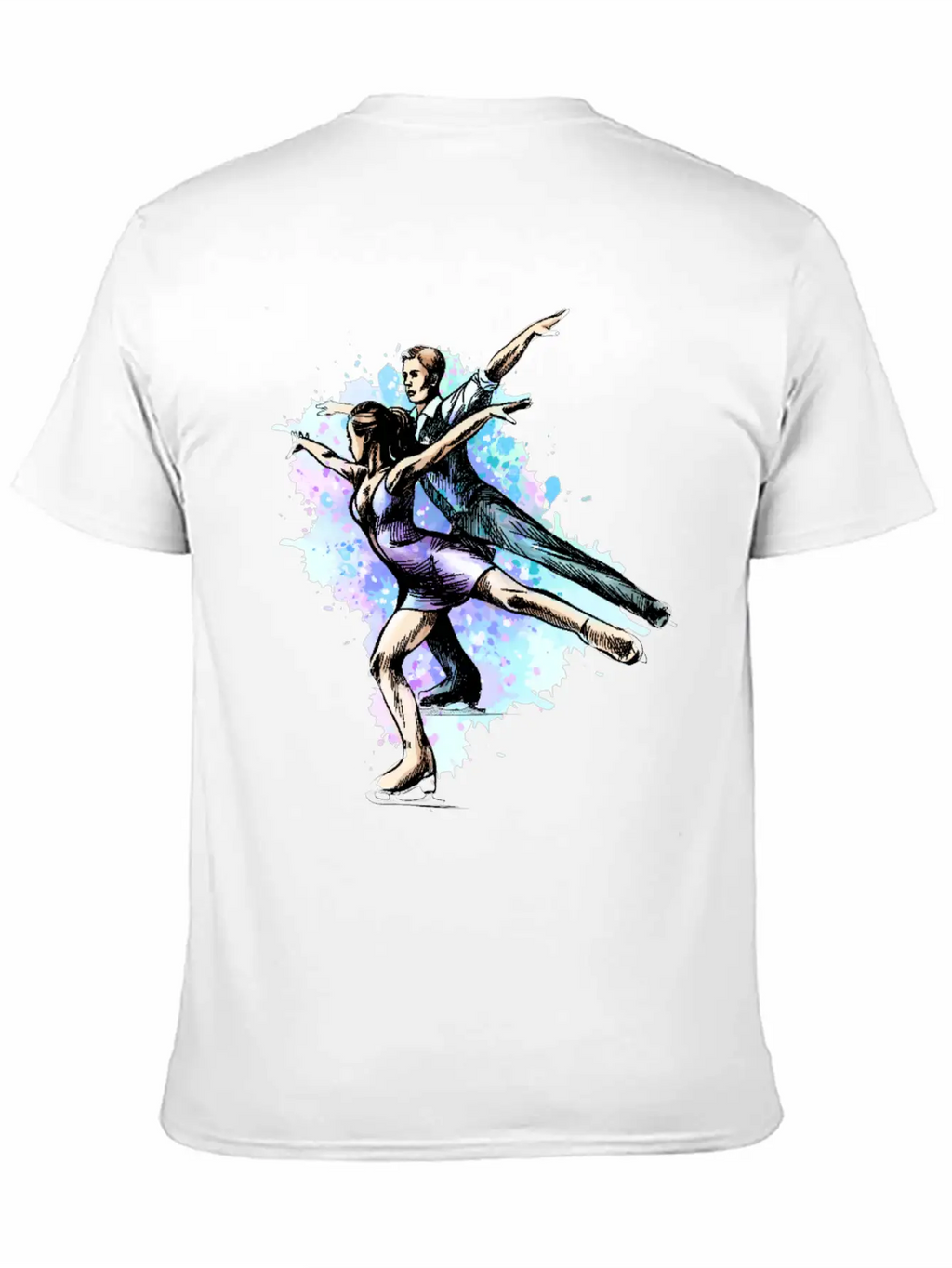 Skating Young Couple Skaters Abstract Winter Sport Modern Fit Casual T-Shirt – Clean And Versatile Design