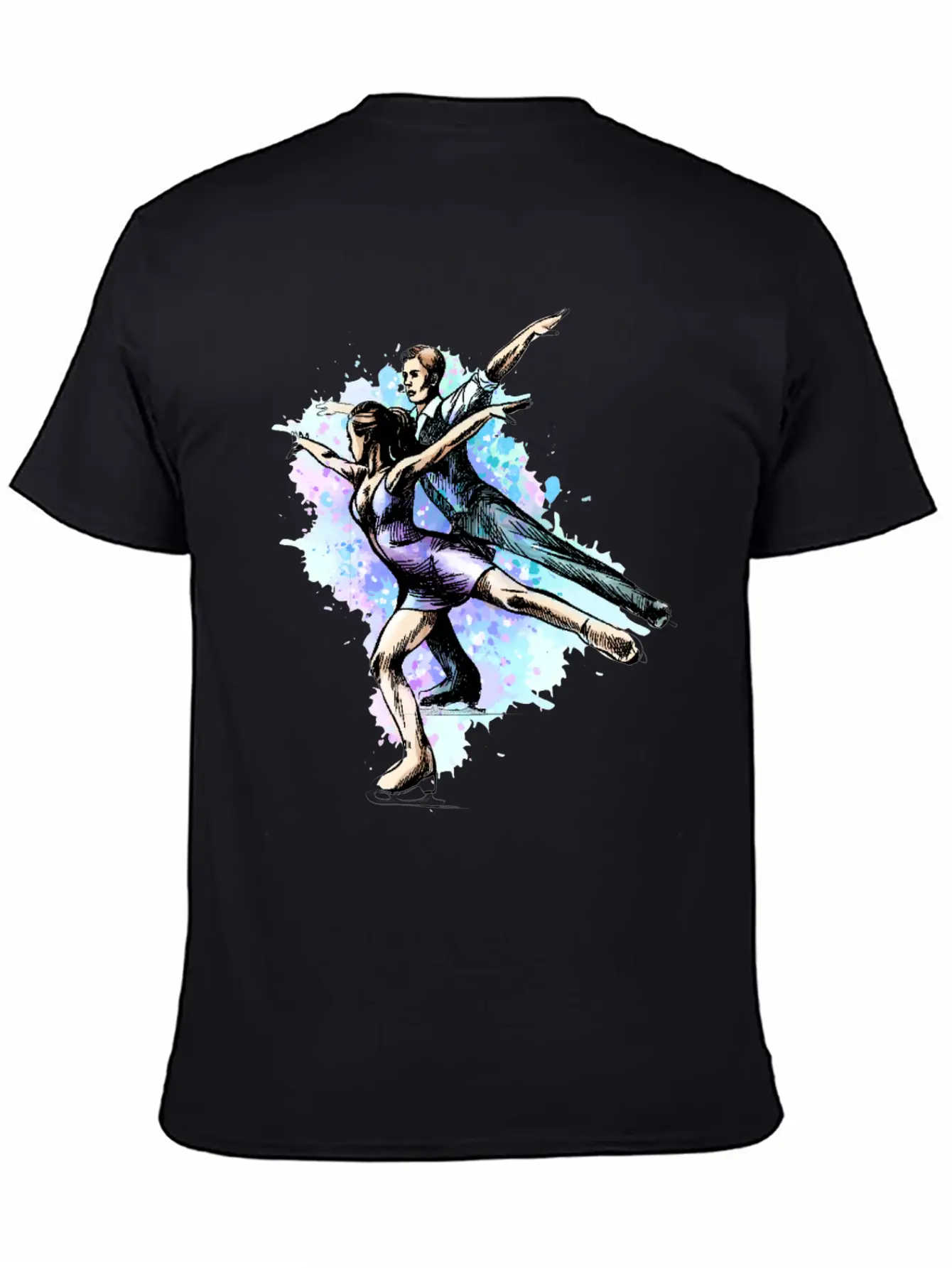 Skating Young Couple Skaters Abstract Winter Sport Modern Fit Casual T-Shirt – Clean And Versatile Design