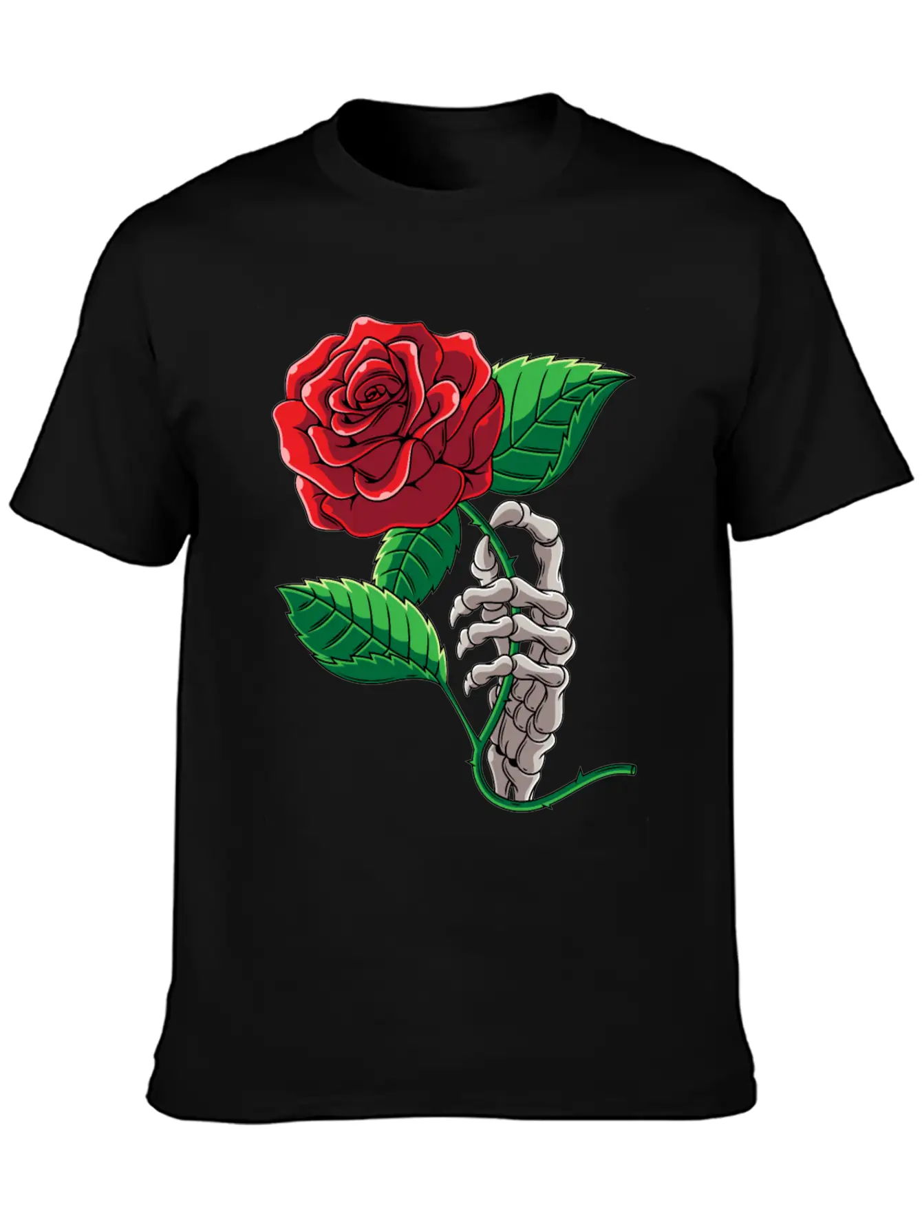 Skeleton Hand Red Rose Flower Romantic Aesthetic T Timeless Short Sleeve Tee – Comfy And Minimalist Design
