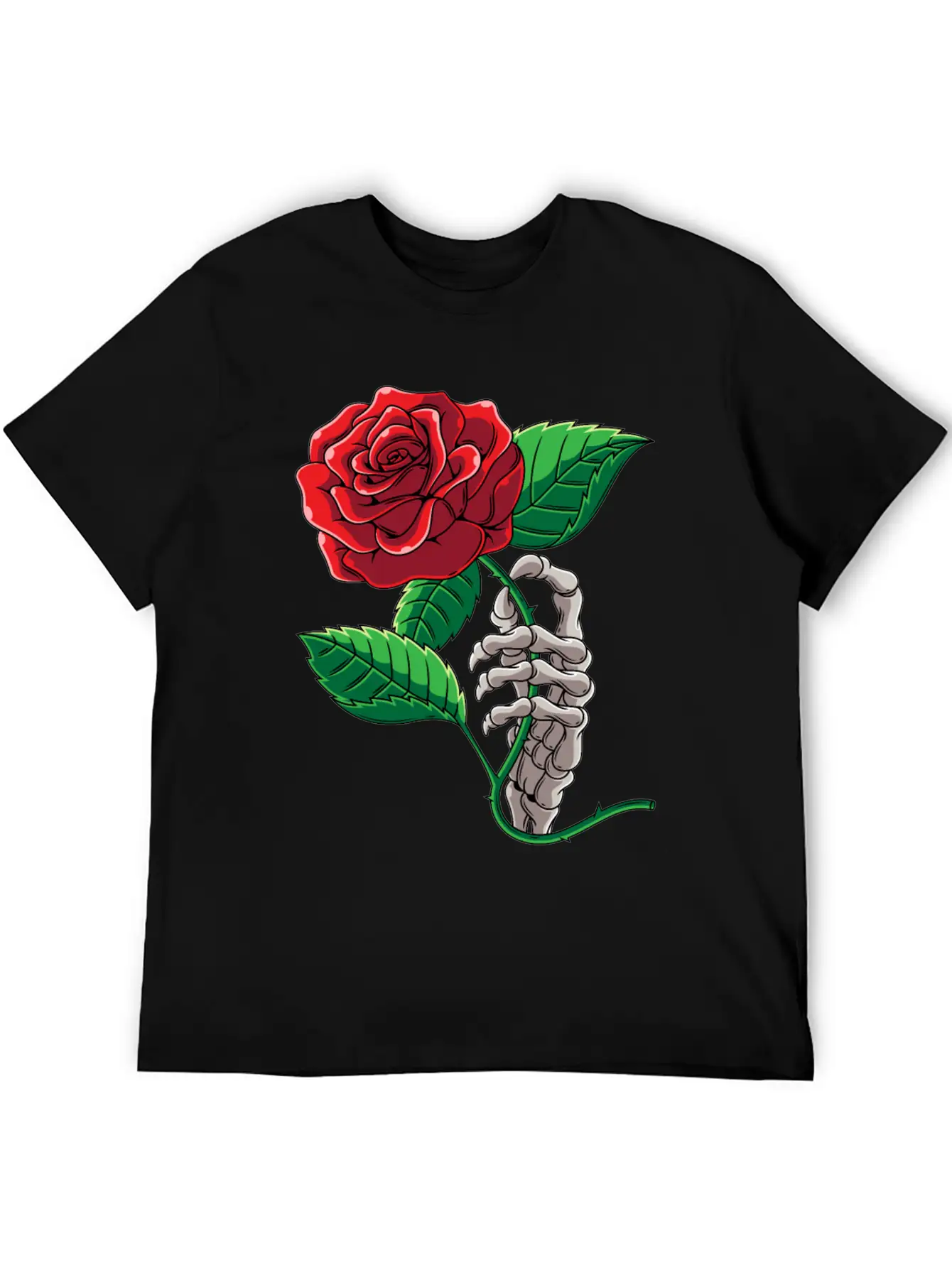Skeleton Hand Red Rose Flower Romantic Aesthetic T Timeless Short Sleeve Tee – Comfy And Minimalist Design