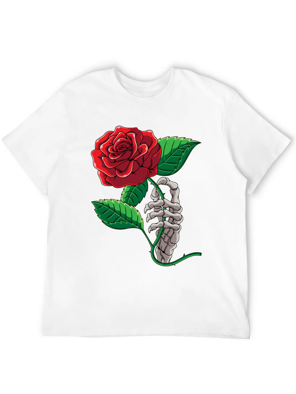 Skeleton Hand Red Rose Flower Romantic Aesthetic T Timeless Short Sleeve Tee – Comfy And Minimalist Design
