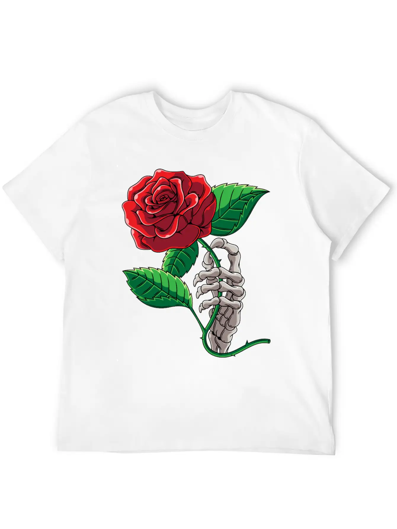 Skeleton Hand Red Rose Flower Romantic Aesthetic T Timeless Short Sleeve Tee – Comfy And Minimalist Design