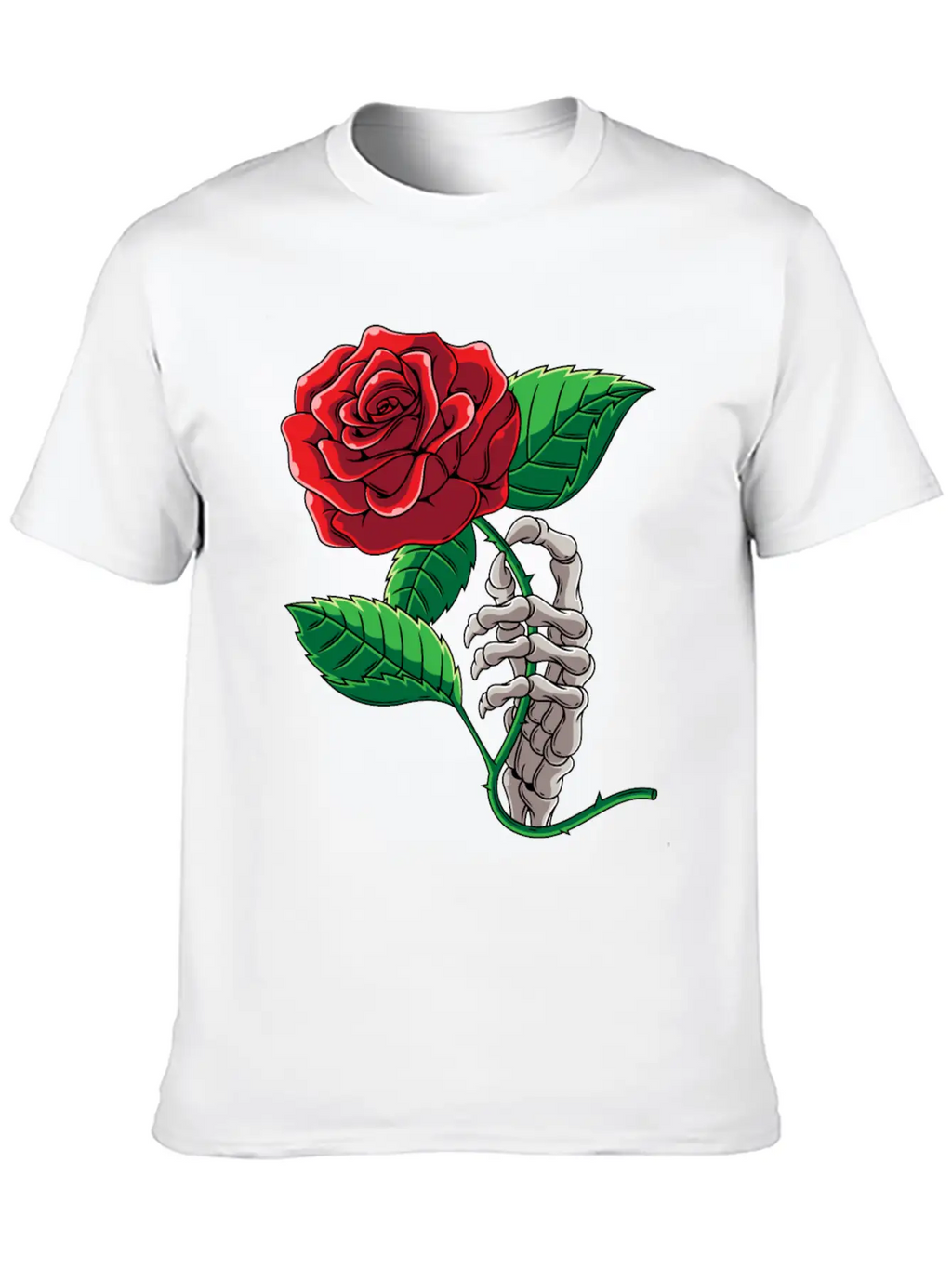Skeleton Hand Red Rose Flower Romantic Aesthetic T Timeless Short Sleeve Tee – Comfy And Minimalist Design