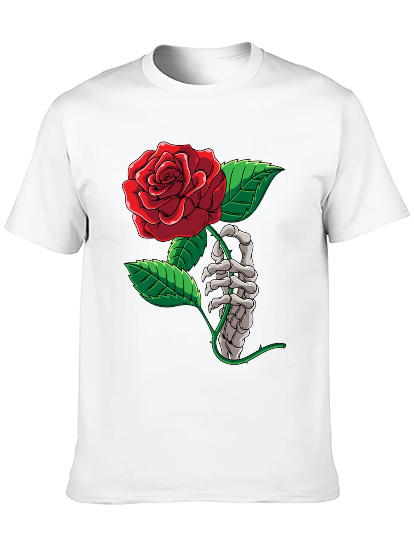 Skeleton Hand Red Rose Flower Romantic Aesthetic T Timeless Short Sleeve Tee – Comfy And Minimalist Design