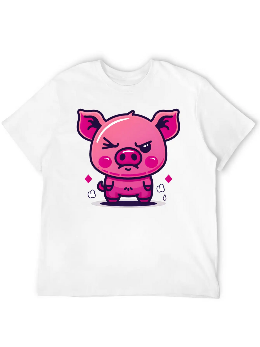 Skeptical Swine - Funny Cute Frowning Pig Design Relaxed Everyday Tee – Lightweight And Durable Cotton