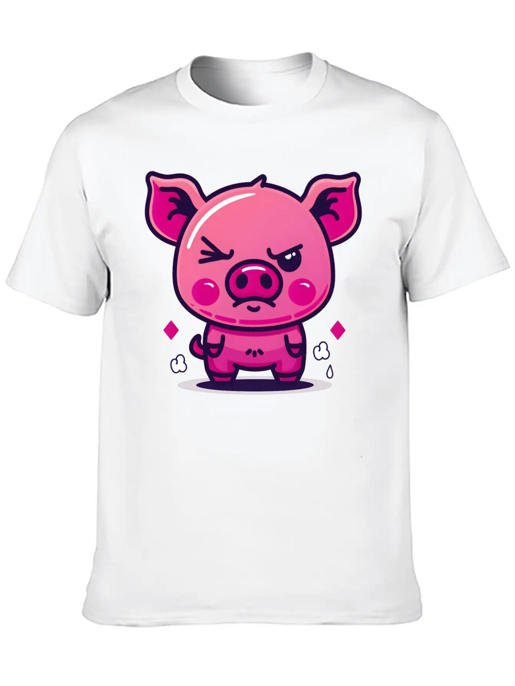 Skeptical Swine - Funny Cute Frowning Pig Design Relaxed Everyday Tee – Lightweight And Durable Cotton