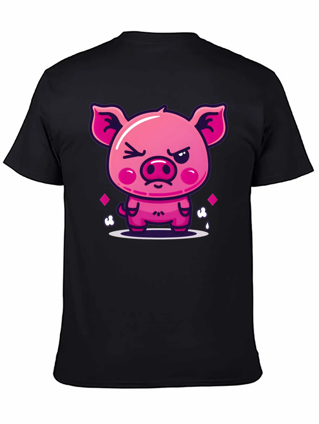 Skeptical Swine - Funny Cute Frowning Pig Design Relaxed Everyday Tee – Lightweight And Durable Cotton