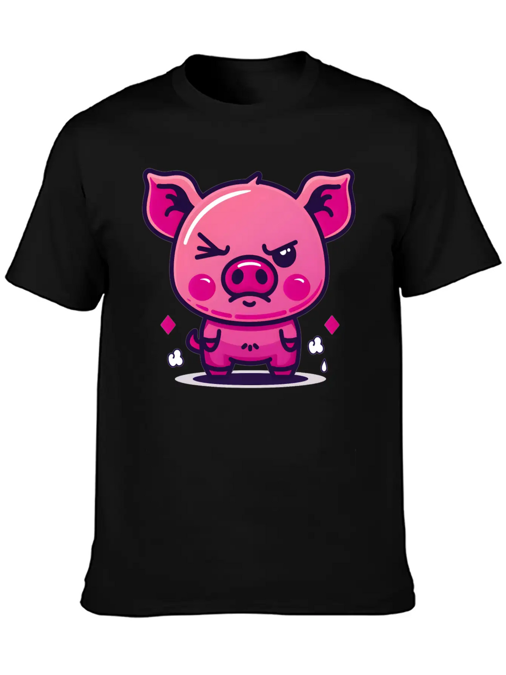Skeptical Swine - Funny Cute Frowning Pig Design Relaxed Everyday Tee – Lightweight And Durable Cotton