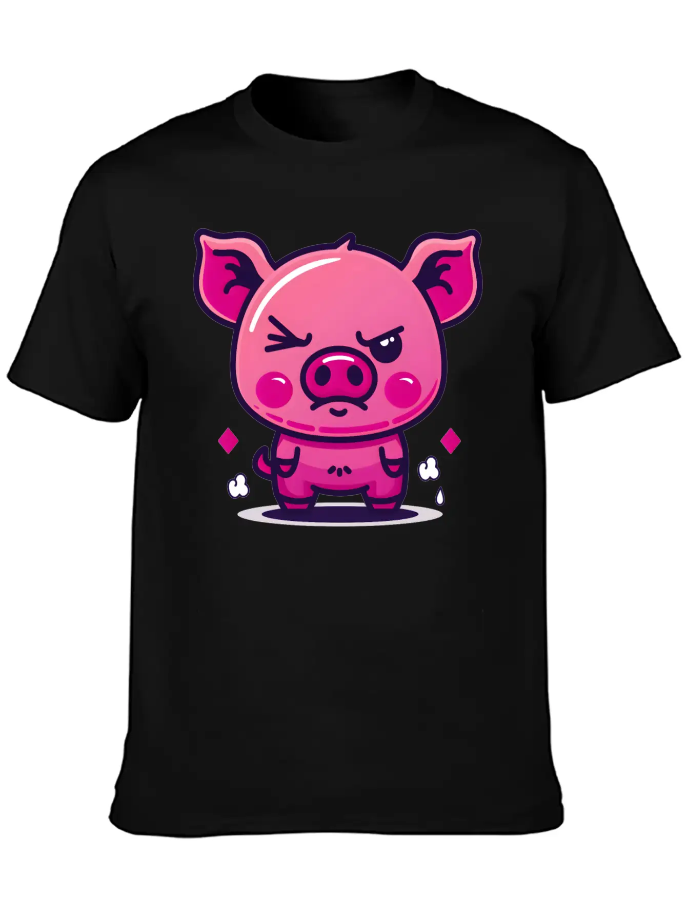 Skeptical Swine - Funny Cute Frowning Pig Design Relaxed Everyday Tee – Lightweight And Durable Cotton