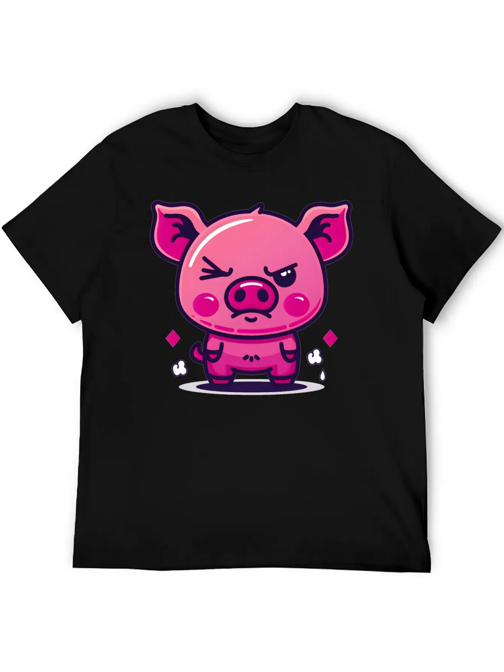 Skeptical Swine - Funny Cute Frowning Pig Design Relaxed Everyday Tee – Lightweight And Durable Cotton