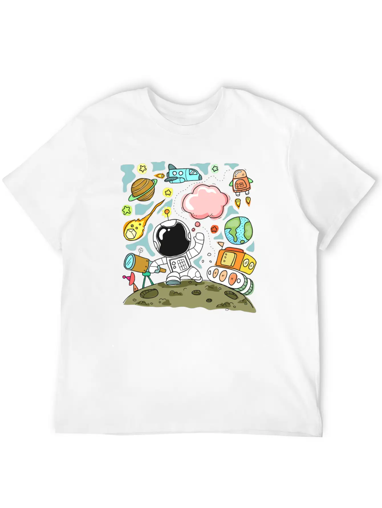 Sketch Space Travel Basic Graphic T-Shirt – Daily Comfort In Soft Cotton