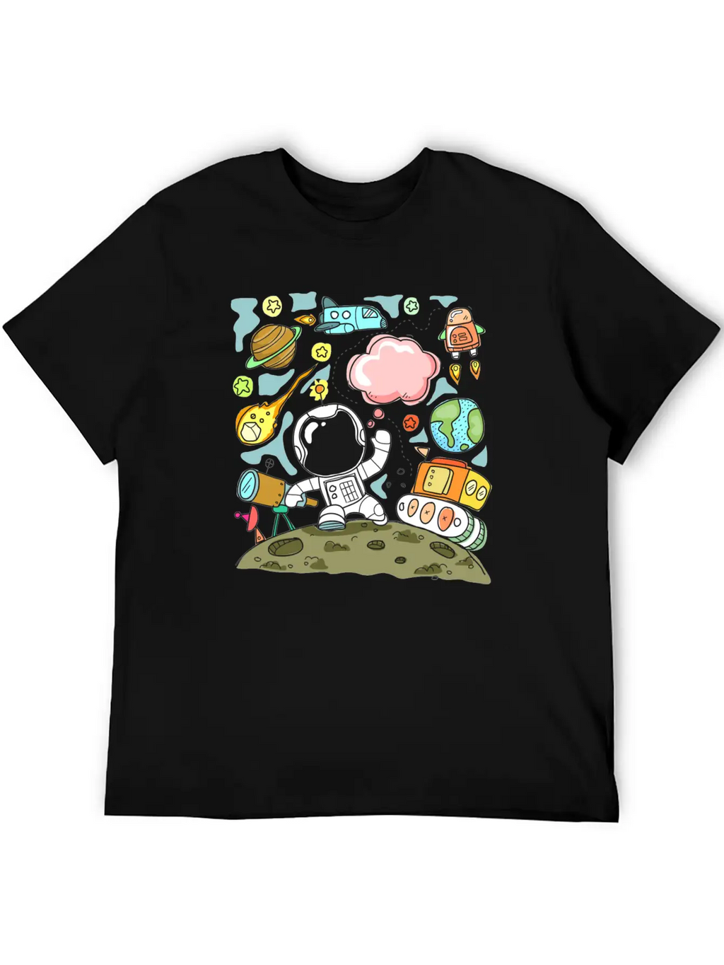 Sketch Space Travel Basic Graphic T-Shirt – Daily Comfort In Soft Cotton