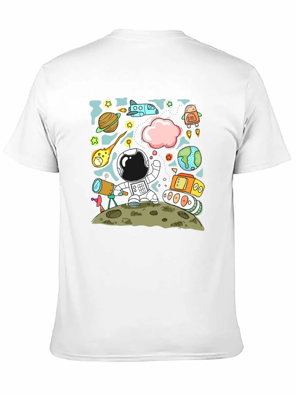 Sketch Space Travel Basic Graphic T-Shirt – Daily Comfort In Soft Cotton